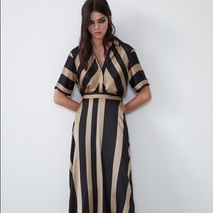 Zara Satin effect striped dress